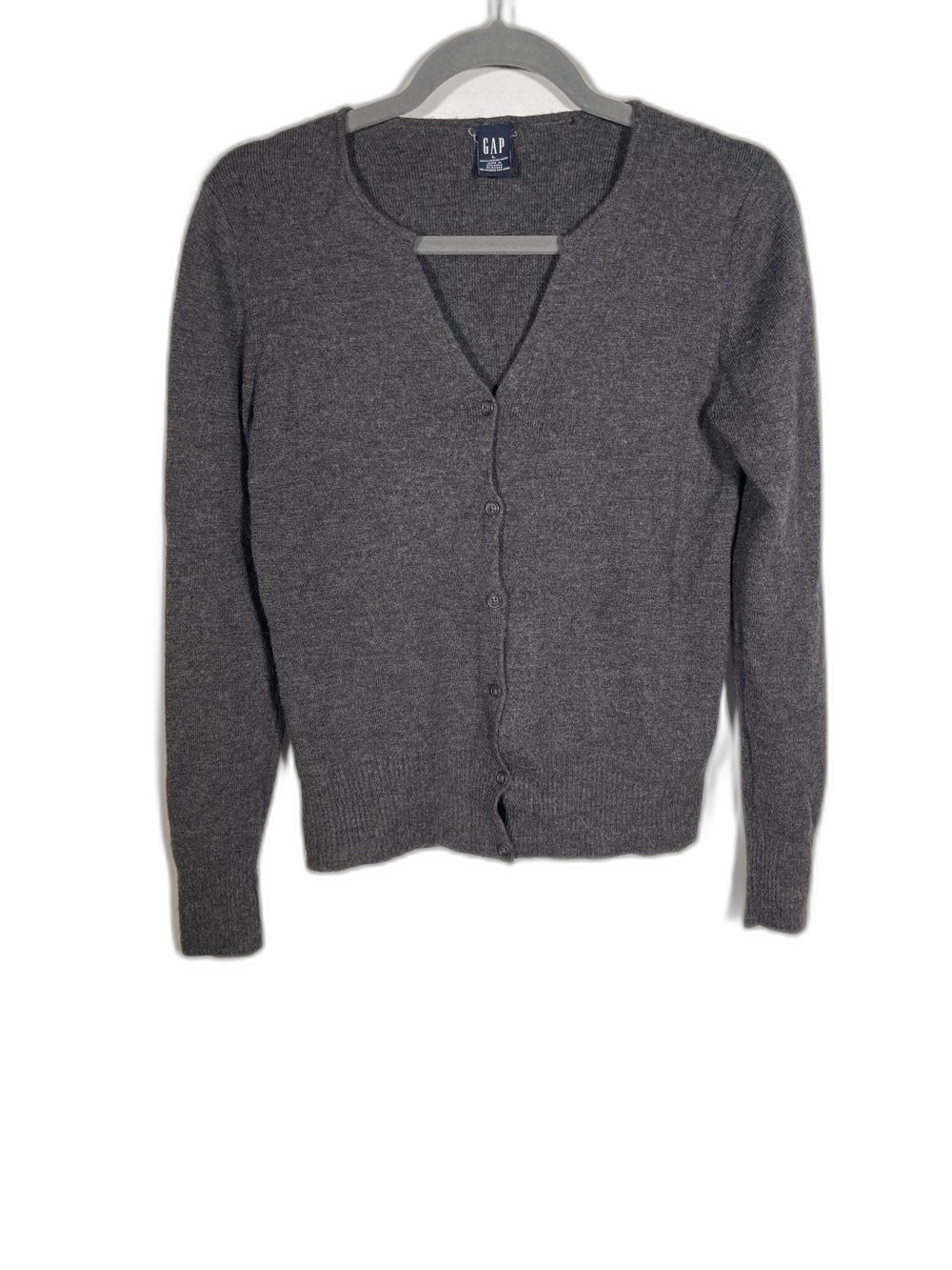 GAP WOMENS VINTAGE 100% MERINO WOOL CARDIGAN SWEATER GRAY LARGE